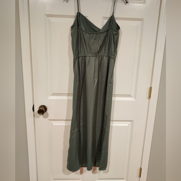 Maurices Solid Cowl Neck Satin Midi Dress Size M Medium Sage Fog - Picture 6 of 6
